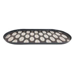 Plateau ovale en émail Dessus de table Ustensiles de cuisine Fer Métal Gris brillant Design moderne Plat pour servir et décoratif Fait à la main - Product Image 1