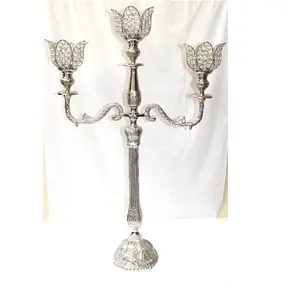 Wholesale Candelabra Arms Candle Holder With Lotus Crystal Votive For Wedding Collection Indian Manufacturer