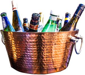 Bañera de bebidas de acero inoxidable con acabado martillado de cobre para botella de vino y cerveza, bañera de almacenamiento, Bar, uso en Hotel - Product Image 1