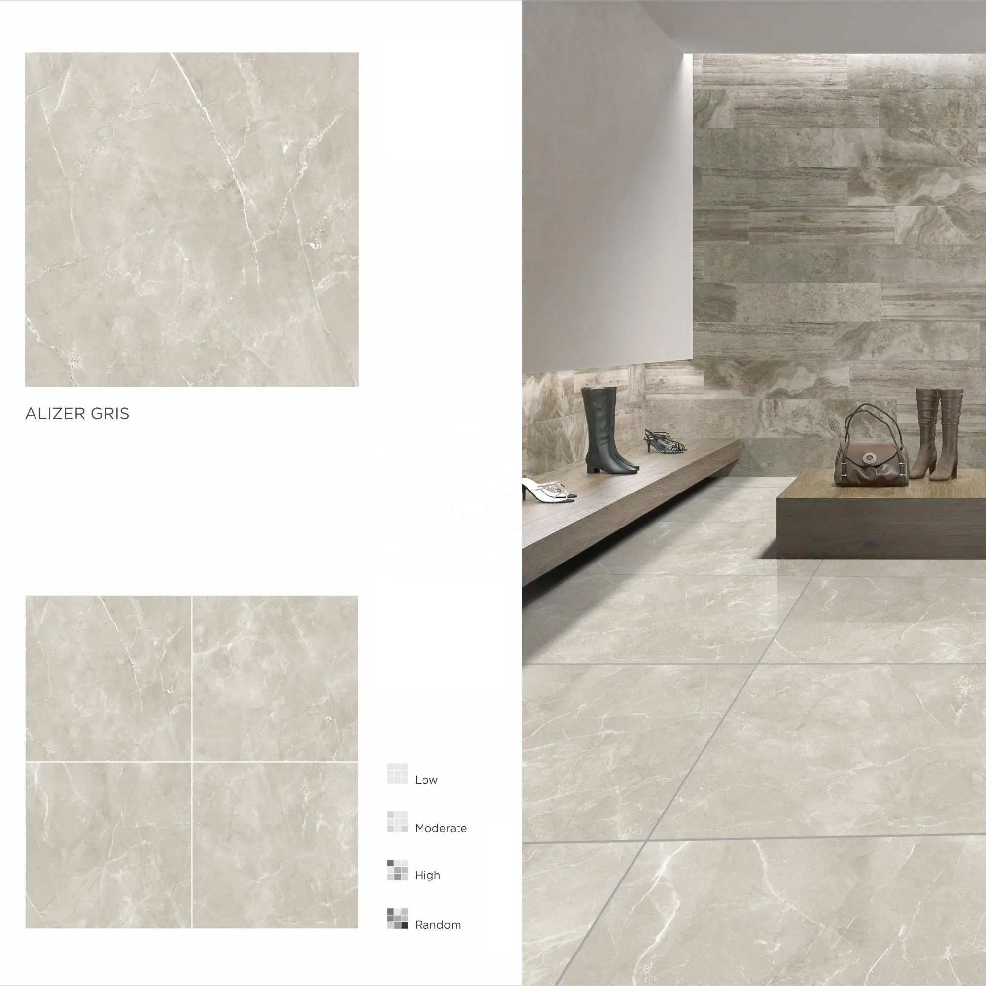 Export Quality Alizer Gris PGVT Porcelain Floor Tile - 800x800mm, Full Body Inkjet Polished Glazed, First Choice, Cheap Price