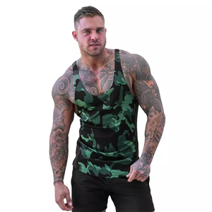 Camiseta de algodón sin mangas con logotipo personalizado para gimnasio, camiseta sin mangas con dobladillo curvo de secado rápido para correr, talla grande, estampado personalizado de punto - Product Image 3