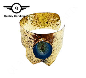 Pulsera de ágata verde hecha a mano, joyería de moda de la India, joyería de alta calidad, chapado en oro y Metal de latón - Product Image 2