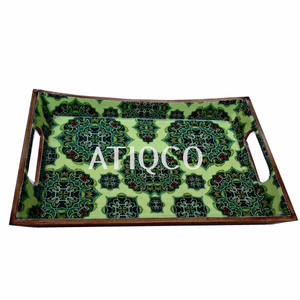 Bandeja de madera pintada con estampado multicolor última y moderna bandeja decorativa con estilo lacado bandeja de servicio inteligente superventas esmaltada - Product Image 4