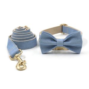 Arnés y correa para perro personalizada, suministros para mascotas, <span class=keywords><strong>collar</strong></span> vaquero de lujo y correa con pajarita, <span class=keywords><strong>collar</strong></span> fuerte para perro - Product Image 2