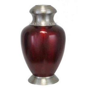 Urna Funeraria para Adultos, Artesanía India, Acabado Brillante, Estilo Europeo, Dos Tonos Gris y Negro, Metal Único, Kayna Export - Product Image 5