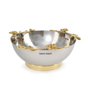 Bol décoratif de fantaisie plaqué argent et or Bol en acier poli brillant et en laiton pour bol à bonbons et sucrés 6 ''pouces - Product Image 3