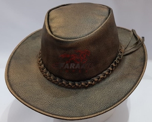 Sombrero de vaquero Vintage duradero de cuero suave de grano completo genuino de estilo occidental clásico para fiestas y pesca al aire libre resistentes - Product Image 3