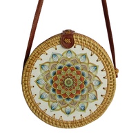 Sac hobo en rotin fumé Vietnam Lady avec de jolies impressions