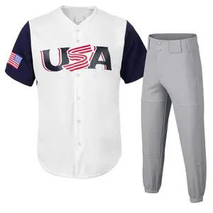 Nice quality custom baseball jersey & pant uniform set for men | Sublimated youth button down softball baseball uniform