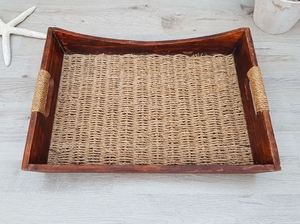 Bandeja de servicio de ratán con forma rectangular, diseño hecho a mano, perfecto para el hogar y utensilios de cocina, accesorios de decoración, tamaño personalizado - Product Image 3
