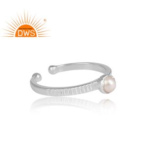 Bague en argent Sterling 925 — bague en pierre précieuse naturelle et perles blanches, design, fabrication artisanale, élégante, vente en gros - Product Image 3