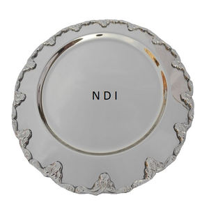 Plaque de chargeur ronde en acier inoxydable plaquée argent Offre Spéciale bordure en relief plaque de chargeur décorative en métal vente chaude - Product Image 2