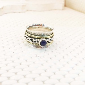 Bagues de mariage en argent sterling 925 avec diamant Fine Jewelry Fashion Lapis Cab Cabochon sur base en argent 925 - Product Image 2