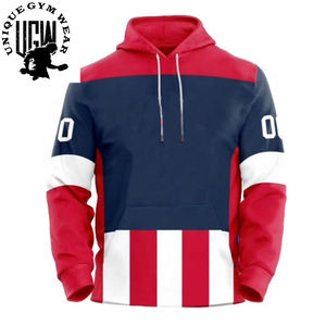 Sudadera con capucha de hockey sobre hielo de sublimación personalizada con bordado en blanco de lana de último diseño antibacteriano transpirable de secado rápido - Product Image 3