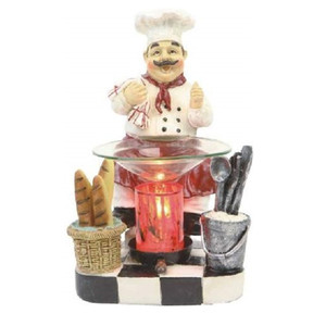 Résine brûleur à huile Poly Résine Chef Figurine Chauffe-Huile Électrique ou Brûleur À Tarte avec Pack <span class=keywords><strong>de</strong></span> JANE BERNARD Bleu Lagon tarte Fond - Product Image 1