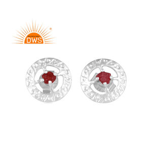 Nouveauté 2026 : Boucles d'oreilles clous en argent sterling fin avec spinelle naturelle et rubis pour femme - Fabricant de bijoux - Product Image 1