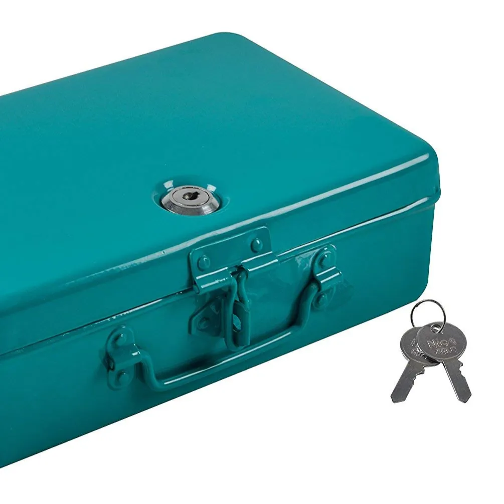 Aktetas Opslag Kofferbak Sieraden & Make Storage Borst W/Lock Voor Thuis Opslag Sky Blue Kleur Metalen Kofferbak