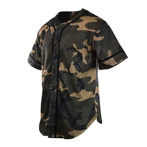 100% poliéster Transferencia de Calor impresión nuevo estilo hombres Camo diseño béisbol Jersey botón abajo Jersey con mangas cortas - Product Image 4