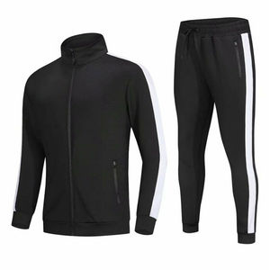 Survêtement de jogging 100% coton survêtement d'hiver rayé avec veste et pantalon ensemble deux pièces - Product Image 2