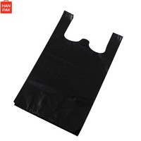 Échantillon gratuit hdpe logo imprimé personnalisé noir t-shirt sac en plastique