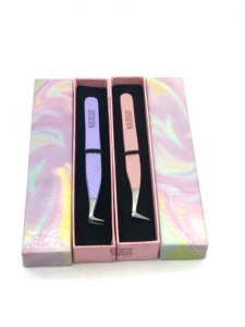 Volume russe différentes couleurs revêtement en poudre 90 degrés fibre pointe en acier inoxydable extension de cils pince à épiler Instruments de beauté - Product Image 4