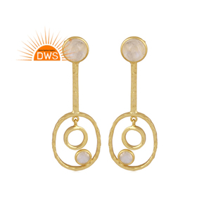 Pendiente colgante de piedra de luna de arcoíris Natural chapado en oro de 18 quilates de Plata de Ley 925 para mujer, joyería para mujer, regalo para ella - Product Image 1