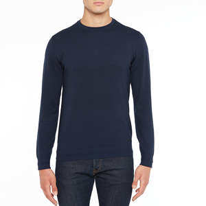 Crew Neck Links Op Ribben Trui Lange Mouwen 35% Viscose 35% Acryl 30% Polyamide