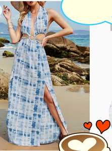 ชุดแม็กซี่เดรสเปิดหลังแขนกุดสำหรับผู้หญิงชุดเดรสปาร์ตี้สีน้ำเงินท้องฟ้าเปิดหลังดีไซน์ใหม่สำหรับฤดูร้อน - Product Image 4