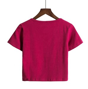Camiseta negra informal de manga corta para mujer, top corto ajustado, novedad - Product Image 4