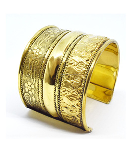Bracelet manchette martelé plaqué or rose 2025, bijou antique doré pour femme, vente en gros de bijoux tendance - Product Image 5