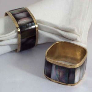 Anneau de serviette en laiton pour mariage, incrustation d'os et résine, à carreaux, taille personnalisée et prix bon marché - Product Image 4