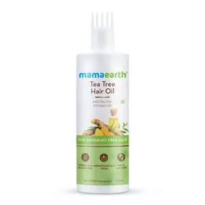 Aceite para el cabello de árbol de té MAMA EARTH con aceite de árbol de té y jengibre para cabello sin caspa 250ml-aceite de árbol de té para el cabello.