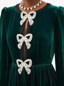 Spettacolare di cristallo-fiocco di <span class=keywords><strong>velluto</strong></span> <span class=keywords><strong>midi</strong></span> <span class=keywords><strong>vestito</strong></span> delle donne del <span class=keywords><strong>vestito</strong></span> di vendita del commercio all'ingrosso del <span class=keywords><strong>vestito</strong></span> - Product Image 4