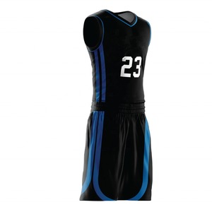 Ensemble d'uniformes de basket-ball pour hommes, tous noirs et personnalisés, respirant, réversible, en Jersey, par Sublimation, nouvelle collection 2022 - Product Image 6