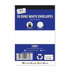 Высококачественные 80gsm бумажные белые конверты Duke, просто снимите и запечатайте Канцелярские конверты, упаковка из 50 шт.