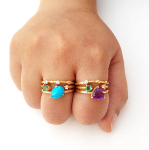 Argent Sterling 925 Plaqué or Fournisseur Grossiste Personnalisé Fait À La Main Pas Cher Unisexe Faible QUANTITÉ MINIMALE DE COMMANDE Uniques À La Mode Multi Pierres Précieuses Anneaux - Product Image 6