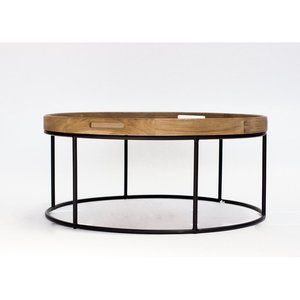 Mesa de centro anidada de madera y metal redonda de Estilo Vintage moderno, muebles de sala de estar para el hogar de alta calidad a un precio razonable - Product Image 2