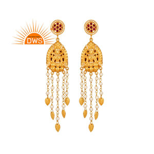 925 argent Sterling rubis naturel et perles lustre boucle d'oreille bijoux traditionnels pour les femmes cadeau pour elle - Product Image 1