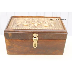 प्राचीन देखो पीतल सज्जित बॉक्स में अद्वितीय डिजाइन लकड़ी पीतल सज्जित बॉक्स पीतल बॉक्स के लिए उपहार