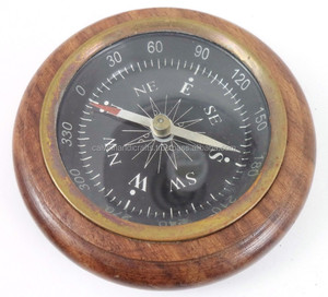 Brass Antique Black Open Face Pocket Compass Black Wallet <b>Outside</b> <b>for</b> Guide CHCOM351 - Product Image 5