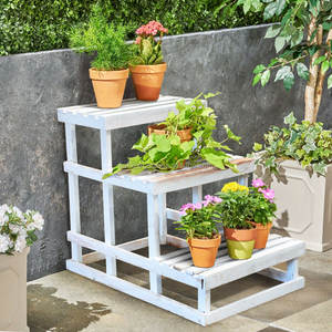 Étagère à fleurs en bois de couleur dégradée à 3 niveaux, accessoire de décoration pour la maison en bois - Product Image 1