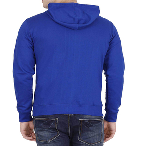 Sudadera con Capucha Azul para Hombre, Cierre de Cremallera, Color Sólido, Tejido de Punto, para Otoño - Product Image 3