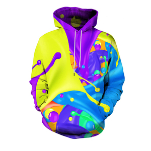 เสื้อมีฮู้ดระบายความร้อนแบบระเหิดสำหรับผู้ชายและผู้หญิงวัสดุผ้าฝ้าย100% โพลีเอสเตอร์/ ผ้าฝ้ายพิมพ์กราฟิกสีสัน3D - Product Image 1