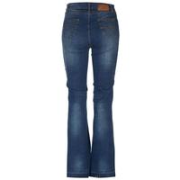 Jean décontracté pour femme coupe bootcut, cinq poches, séchage rapide, écoresponsable, extensible, style urbain, denim délavé, coupe ample, fermeture éclair, idéal pour les soirées