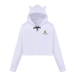 Top corto de alta calidad para mujer, Sudadera con capucha, diseño personalizado, tela tejida de rizo, parche bordado, sudadera para mujer, Top corto - Product Image 4