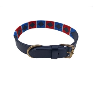 Collares y Correas de Cuero Ecológico de Lujo LLT, Diseño Polo, Patrón Sólido, Decoración con Hilo Rojo/Azul, Para Todas las Estaciones, Personalizables - Product Image 2