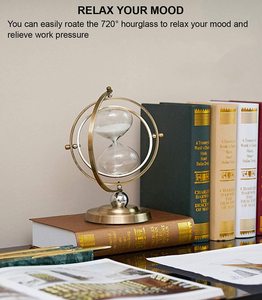 นาฬิกาทรายโบราณไวกิ้งนาฬิกาทรายหมุนได้60นาทีนาฬิกาทรายทองเหลืองสีดำจับเวลาอุปกรณ์บนโต๊ะอาหารโลหะสไตล์ทะเลขัดเงา - Product Image 3