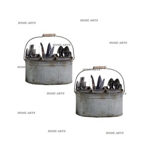 Porta Cubiertos Galvanizado con Mango de Madera, Tamaño y Forma Personalizados, Porta Utensilios a Precio Accesible - Product Image 1