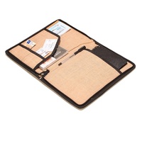 Porte-documents portable en jute écologique réutilisable avec logo personnalisé imprimé à l'écran, couleur et taille personnalisées, pour utilisation en conférence