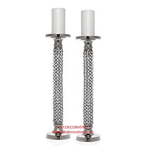 ทองโบราณคริสตัลลูกปัดเชิงเทียนชุดที่2การออกแบบล่าสุดคริสตัลเชิงเทียนในทองเงาสำเร็จรูปสำหรับขาย - Product Image 3